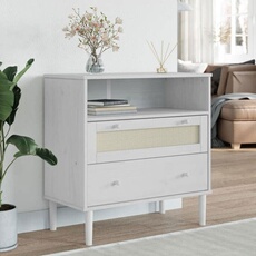 VIDAXL - Buffet - SENJA - Bois de pin massif - Blanc - 80x40x80 cm
