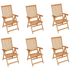 Vidaxl Beige Chaises De Jardin 6 Pcs Avec Coussins Bois De Teck
