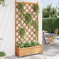 Jardinière avec Treillis, Bac à Fleurs de Patio, Boîte de Plantation d'Extérieur pour Légumes Herbes, Marron Bois 365491