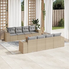 VIDAXL - Salon de jardin modulable - Résine tressée - 8 personnes - 9 pièces - Beige