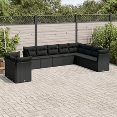 vidaXL - Salon de jardin modulable - 10 personnes - Noir - 10 pièces