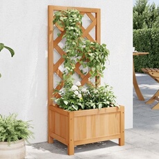 Jardinière avec Treillis, Lit Surélevé, Bac à Fleurs, Pot de Plantes, Boîte à Fleurs Jardin Patio Terrasse, Marron 365473
