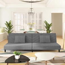 VIDAXL - Canapé-lit 2 places - Velours - Gris Clair