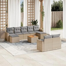 vidaXL - Salon de jardin modulable - 9 personnes - 10 pièces - Beige