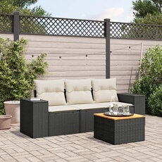 VIDAXL - Salon de jardin - 4 pièces - Résine tressée - Noir