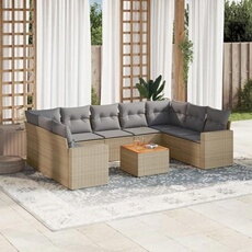 VIDAXL - Salon de jardin modulable - Résine tressée - 10 pièces - 9 personnes - Beige