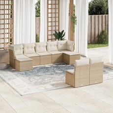 vidaXL - Salon de jardin modulable - Résine tressée - 9 places - Beige - 55 x 62 x 69 cm