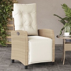 VIDAXL - Chaise de jardin inclinable - Résine tressée - Beige