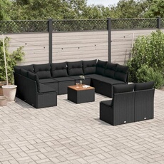 VIDAXL - Salon de Jardin - 12 pièces - Noir