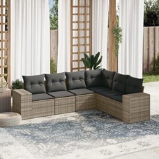 VIDAXL - Salon de jardin modulable - 6 personnes - Gris