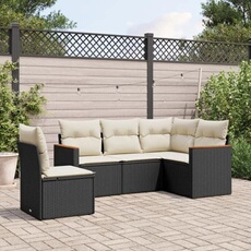 VIDAXL - Salon de Jardin - 5 Pièces - Noir
