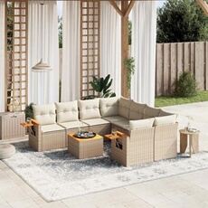 VIDAXL - Salon de jardin modulable - Résine tressée - 8 personnes - Beige - 9 pièces