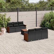 VIDAXL - Salon de jardin modulable - Résine tressée - 6 personnes - Noir - 7 pièces