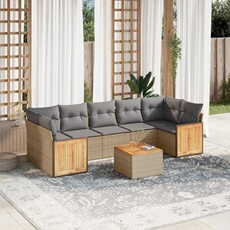 Vidaxl Beige Salon De Jardin Modulable Rotin 8 Pieces X 59 X 69 7 Personnes