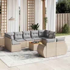 VIDAXL - Salon de Jardin Modulable - 9 Personnes - 10 Pièces - Beige
