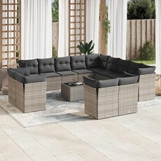 Vidaxl Gris Salon De Jardin Modulable Rotin 14 Pieces