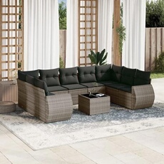 vidaXL - Salon de jardin modulable - Résine tressée - 9 personnes - 10 pièces - Gris