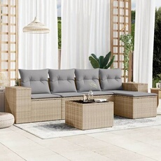 VIDAXL - Salon de jardin modulable - 6 pièces - Résine tressée - Beige - 62 x 55 x 69 cm