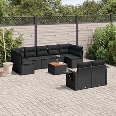 VIDAXL - Salon de jardin - Modulable - 10 pièces - 9 personnes - Noir