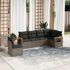 Vidaxl Gris Salon De Jardin Modulable Rotin 6 Pieces 6 Personnes
