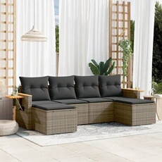 Vidaxl Gris Salon De Jardin Modulable Rotin 6 Pieces 6 Personnes