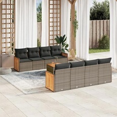 VIDAXL - Salon de jardin modulable - Rotin - 8 places - Gris