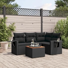 vidaXL - Salon de jardin modulable - 4 places - Noir - 5 pièces