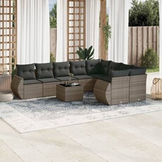 VIDAXL - Salon de Jardin - Résine Tressée - 9 Personnes - Gris - 10 Pièces