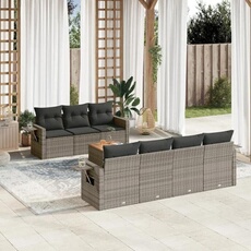 vidaXL - Salon de jardin modulable - 7 personnes - 8 pièces - Gris