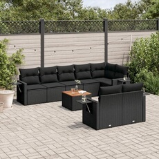 VIDAXL - Salon de jardin modulable - 9 pieces - Noir