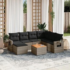 VIDAXL - Salon de Jardin Modulable - 7 Personnes - Gris - 8 Pièces