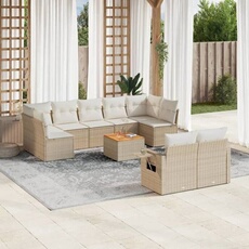 VIDAXL - Salon de jardin modulable - Résine tressée - Beige - 9 personnes