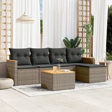 VIDAXL - Salon de jardin - 5 places - Gris - 6 pièces