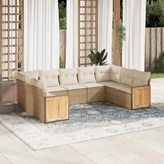 vidaXL - Salon de jardin modulable - Rotin - Beige - 8 personnes - 8 pièces