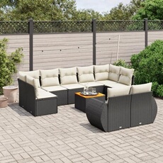 VIDAXL - Salon de jardin modulable - Résine tressée - 10 pièces - 9 personnes - Noir