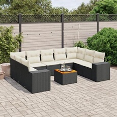 VIDAXL - Salon de jardin modulable - 10 pièces - 9 personnes - Noir