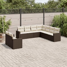 VIDAXL - Salon de jardin - Résine tressée - Marron - 9 pièces