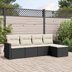 vidaXL - Salon de Jardin - 5 Pièces - Noir