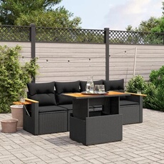 VIDAXL - Salon de Jardin - 5 Pièces - Noir