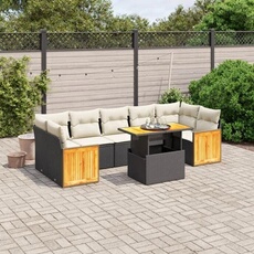 Vidaxl Noir Salon De Jardin Avec Coussins 8 Pcs, Canapés De Terrasse, Ensemble De Meubles De Patio, Mobilier D'extérieur, 3273870