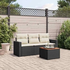 VIDAXL - Salon de jardin modulable - 3 personnes - 4 pièces - Noir