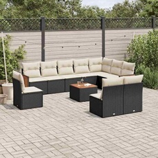 VIDAXL - Salon de jardin modulable - Rotin - Noir - 11 pièces - 10 personnes