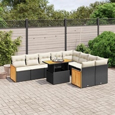 VIDAXL - Salon de jardin modulable - 9 personnes - 10 pièces - Noir