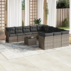 vidaXL - Salon de jardin modulable - Rotin - Gris - 12 pièces - 11 personnes