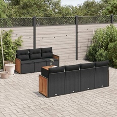 VIDAXL - Salon de jardin modulable - 7 personnes - 8 pièces - Noir