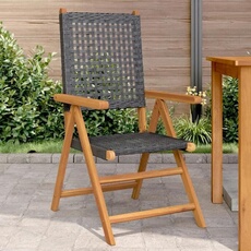 VIDAXL - Chaises de Jardin - Bois d'Acacia et Rotin - Noir - Lot de 2