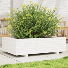 vidaXL - Jardinière - Bois de Pin Massif - 90x60x26,5 cm - Blanc