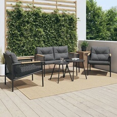 VIDAXL - Salon de jardin - 5 pièces - Acier - Noir