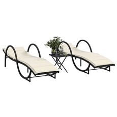 VIDAXL - Lot de 2 Chaises Longues de Jardin - Résine Tressée - Noir