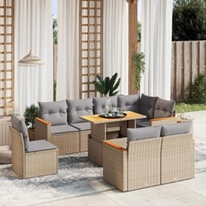 VIDAXL - Salon de Jardin - 9 Pièces - Canapé de Terrasse - Beige